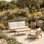 Quebec Outdoor Sofa and coffee table, chair – white