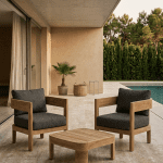 Tadoussac Chairs, coffee table – dark grey