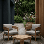 Tadoussac Chairs, coffee table – light grey