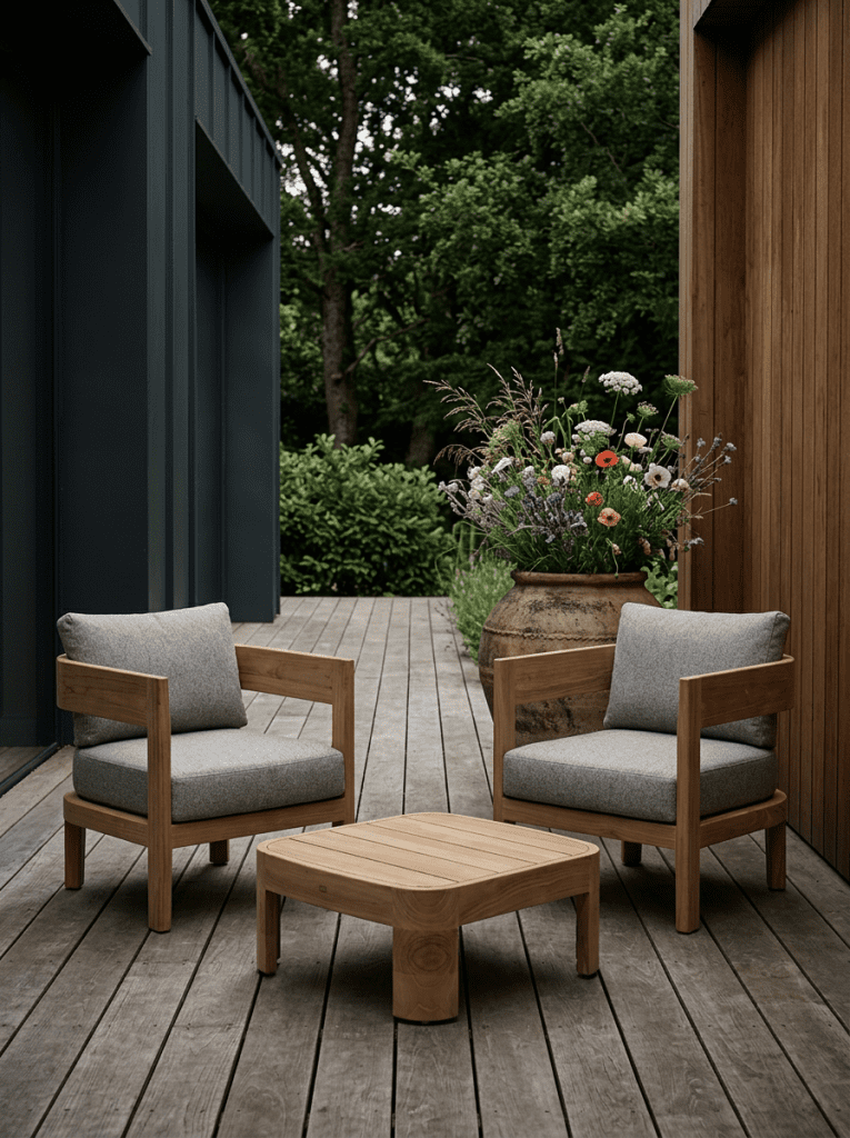Tadoussac Chairs, coffee table – light grey