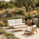 Quebec Outdoor Sofa and coffee table, chair – white