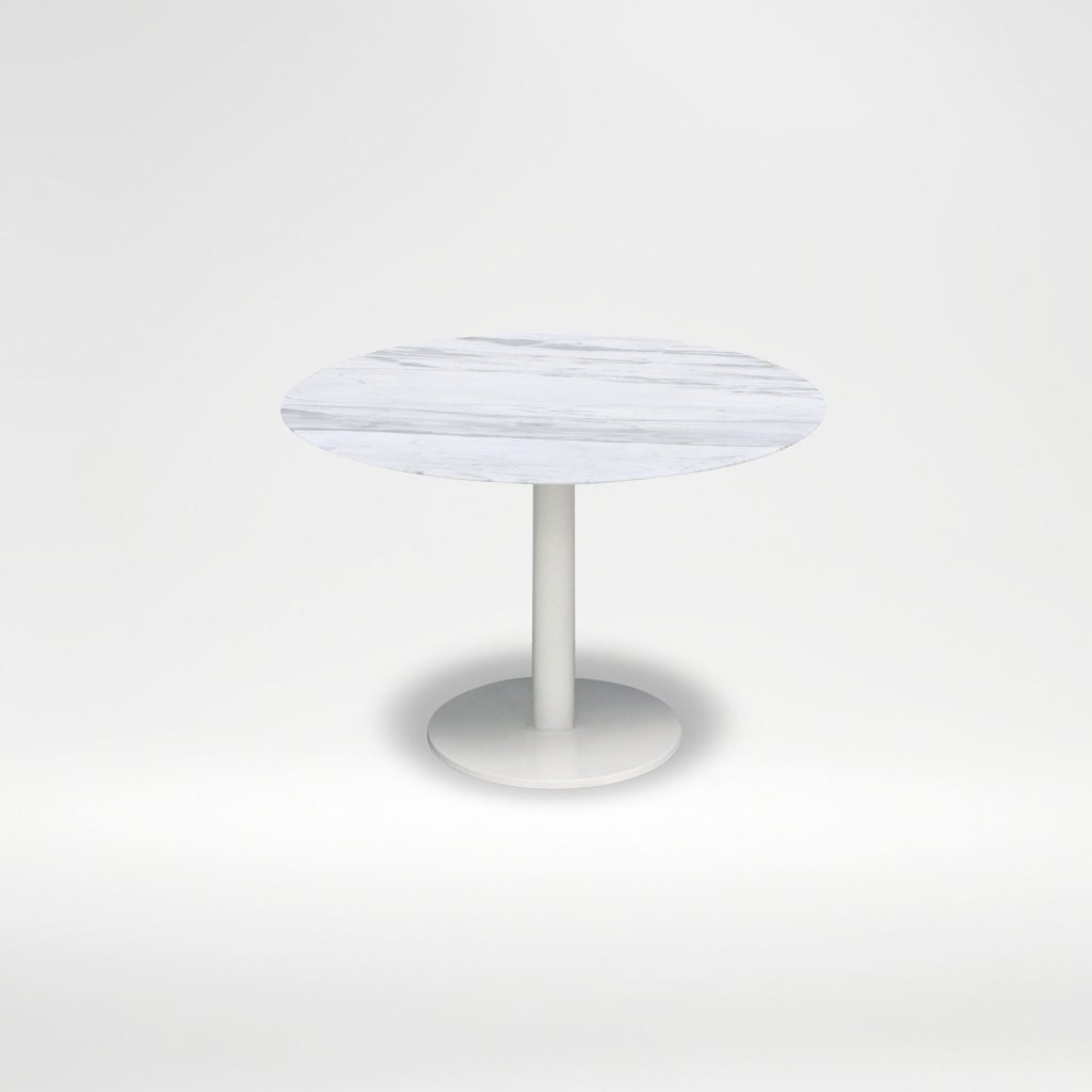 Dining Table,HANNA-05,White Steel,Carrara Marble