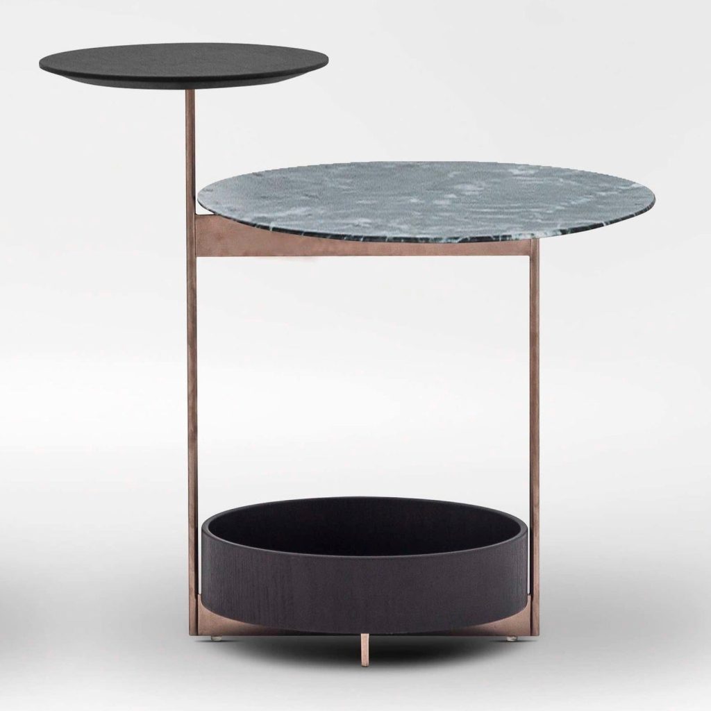 Side Table,JOY-01,Imperial Green Marble+Grey Oak