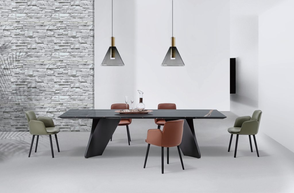 SPIN Dining Table - LOMBARDIA BROWN MARBLE